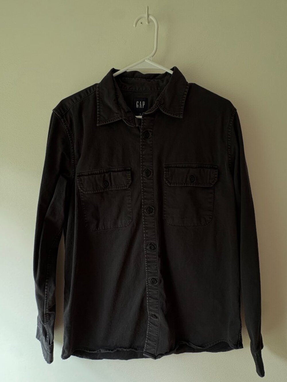 Gap Faded Black Canvas Utility Work Shirt Long Sleeve Button Down S